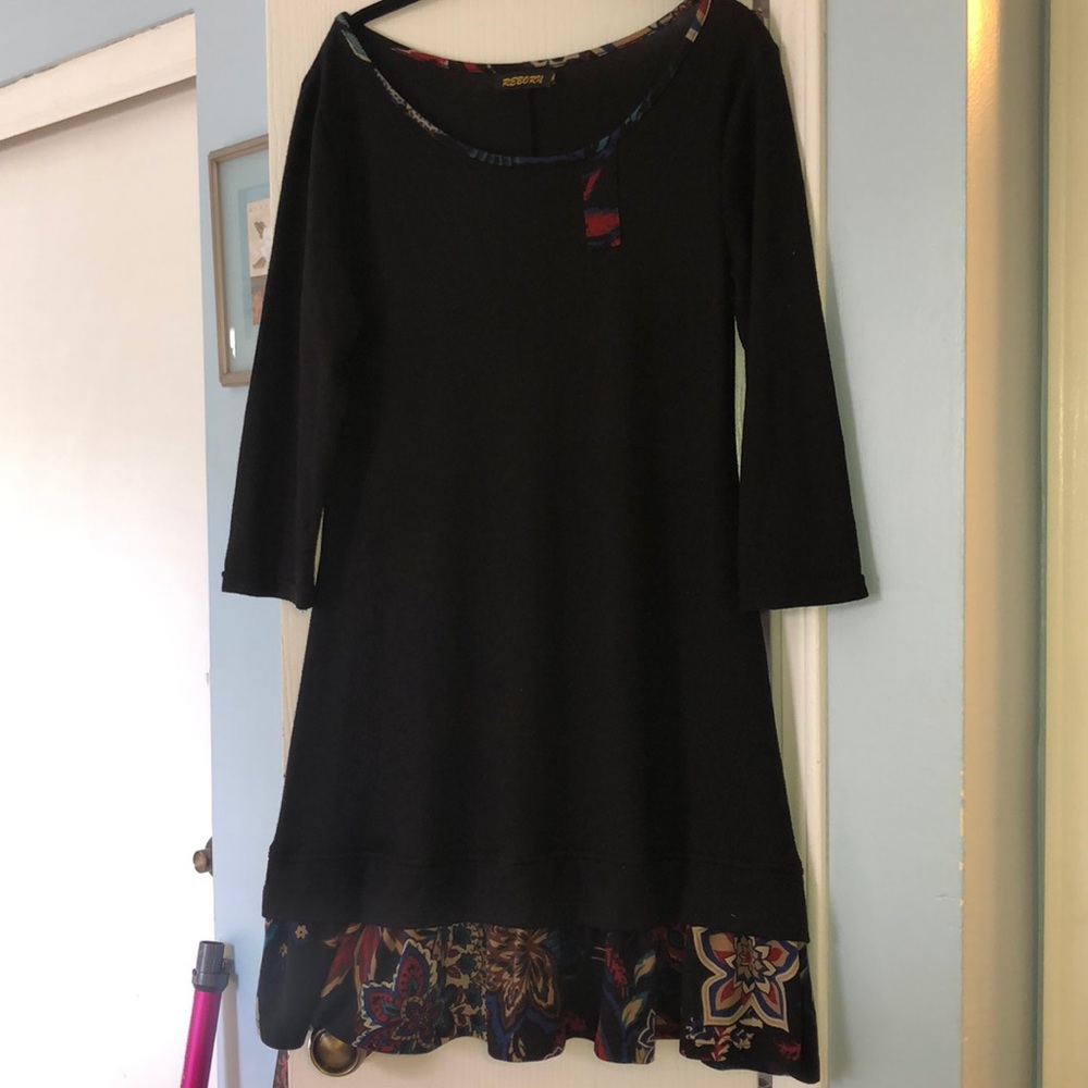 Black, with multi-color edge design